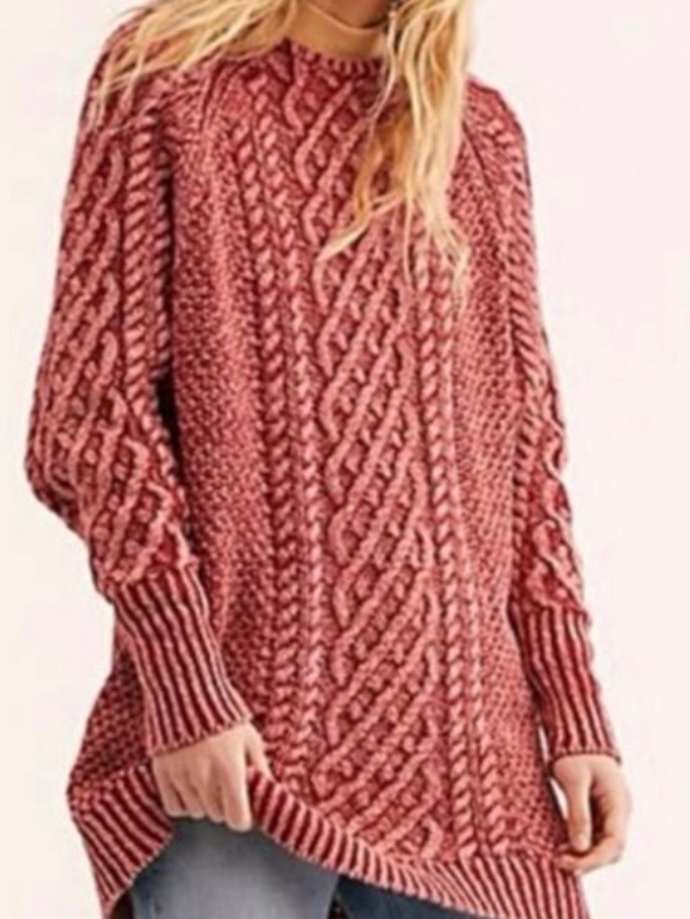 Free People On a Boat Sweater Dress Cable Knit Bohemian